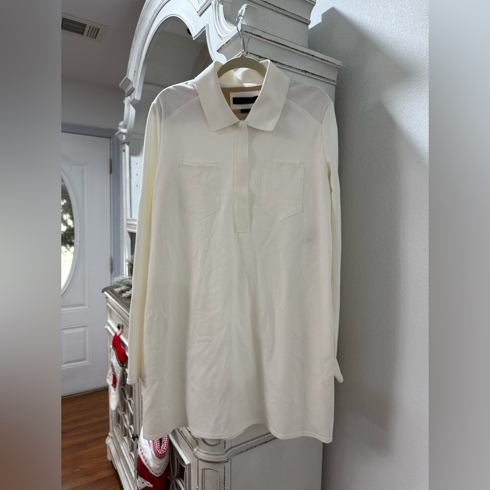MARIE SAINT PIERRE NWT Chantilly White Popover Collared Long Sleeve Dress Sz 3